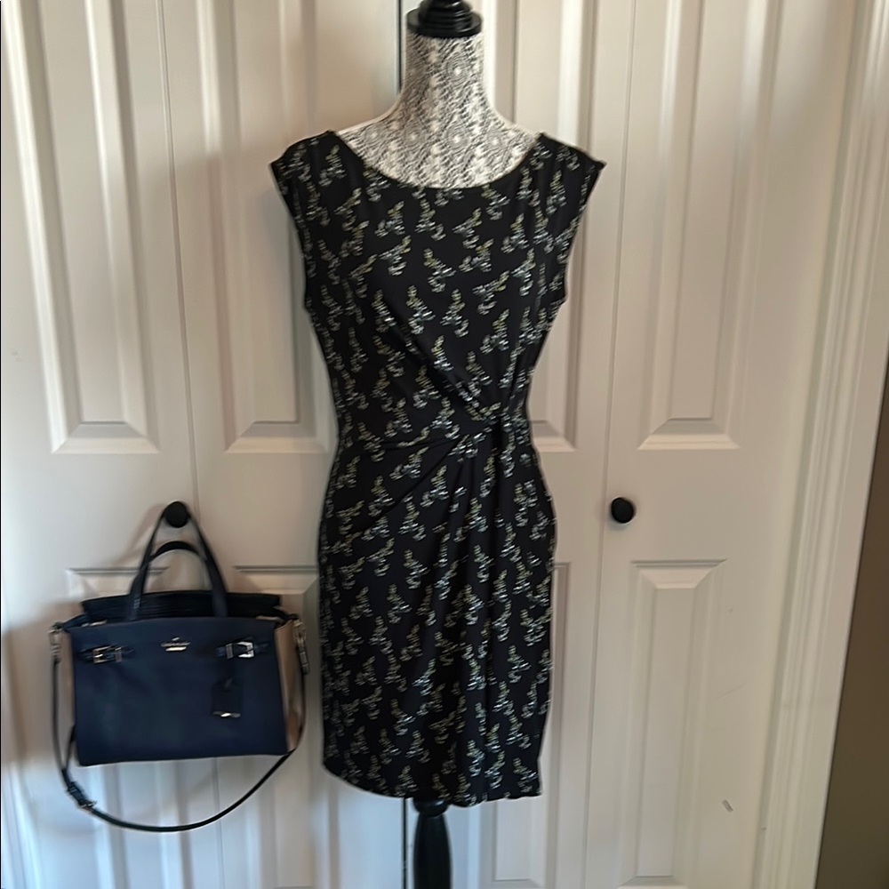 LOFT Multicolored Sheath Dress with knotted front